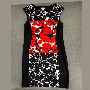 LONDON Times Sheath Dress‎ Size 16 Floral Cap Sleeves Boat Neck Side Zipper